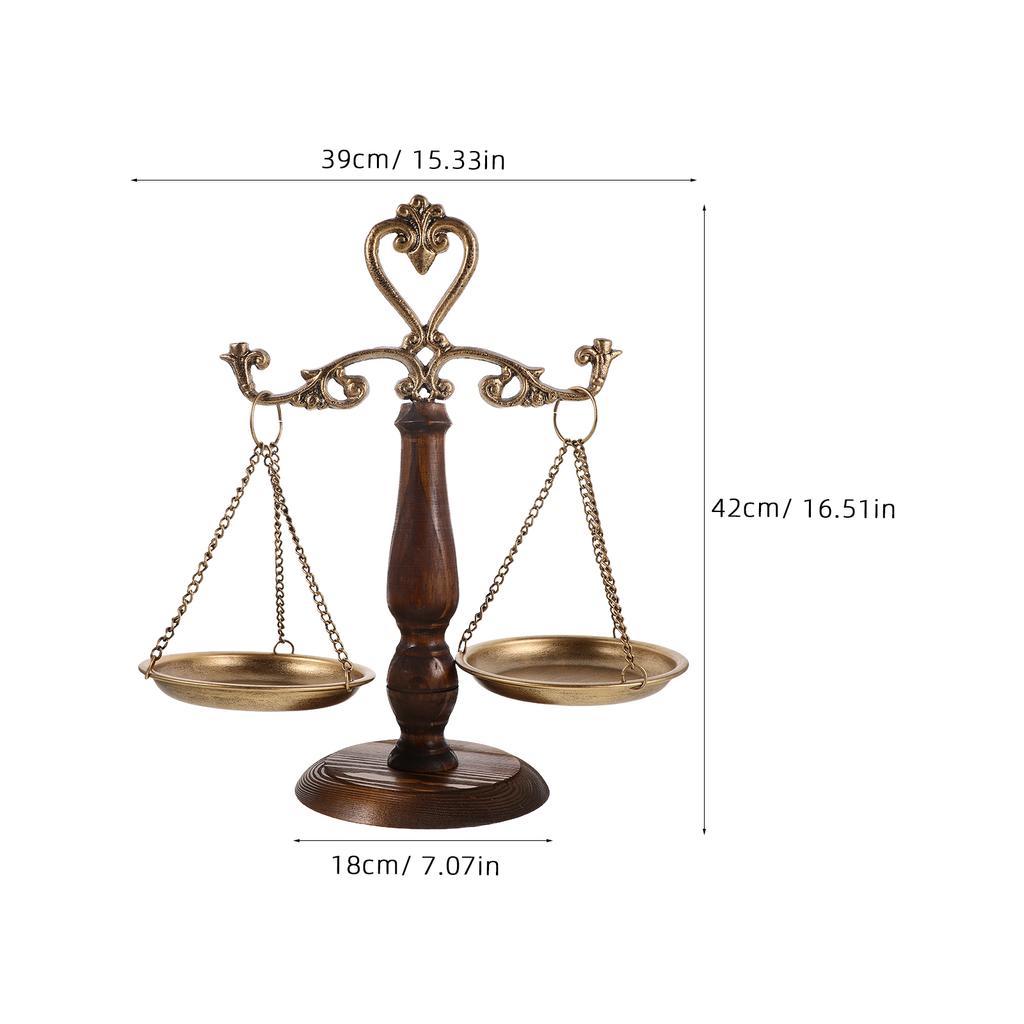 Vintage Libra Justice Balance Scale Cast Iron and Wood Retro Office Desk Ornament Home Decor Victorian Style Decor