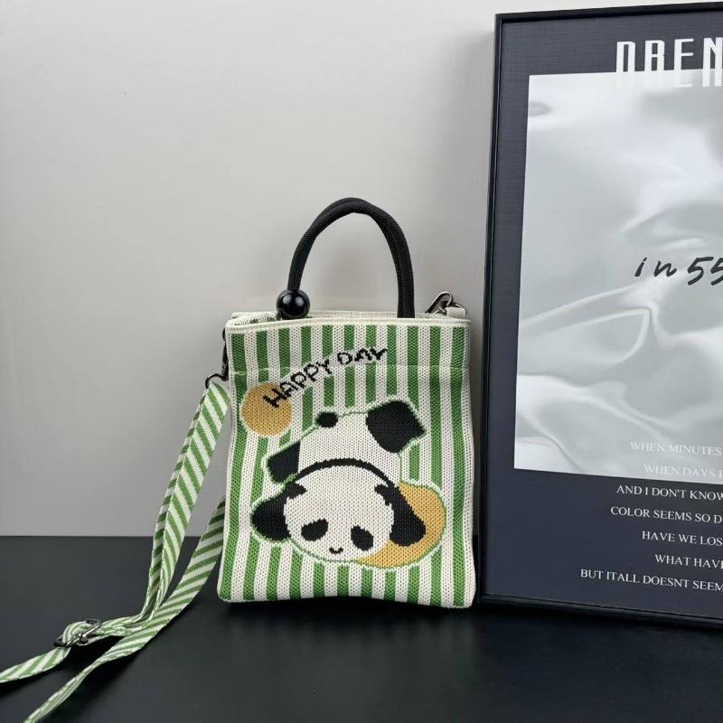 Small Square Bag Women's Handbag Niche Design New Cartoon Knitted Mobile Phone Bag Versatile Commuter Shoulder Messenger Bag