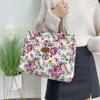 Zipper Floral Print Tote Bag Portable Mommy Bag Portable Canvas Lunch Bag  For Mom