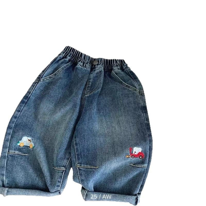 Children's Trendy Cartoon Dad Jeans - Boys' Korean Style, Season-Ready Versatile Long Pants