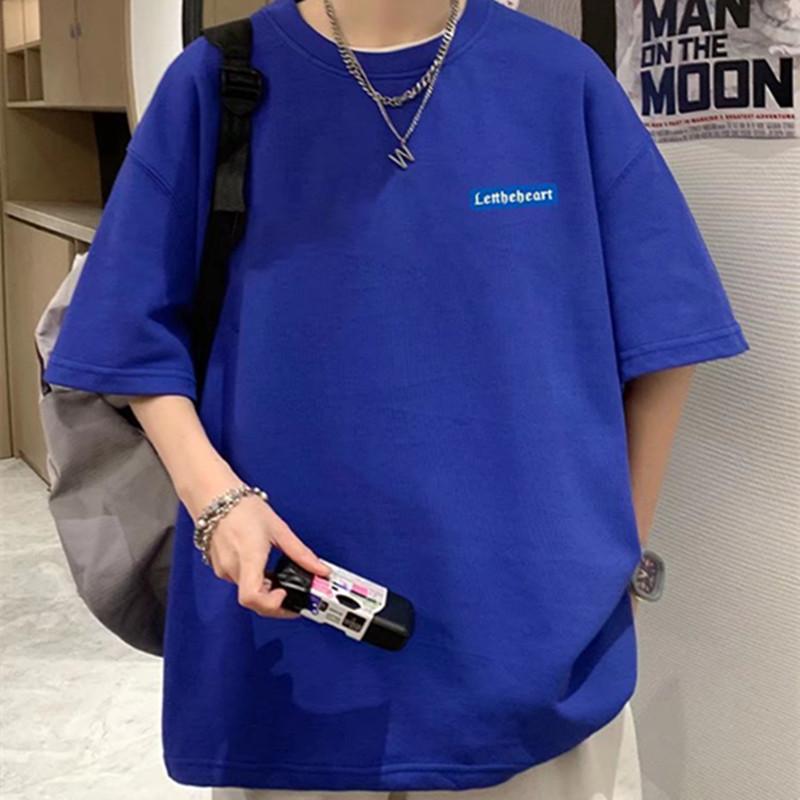 

Simple Men s Summer Five-quarter Sleeve Top In Solid Color 3XL синий