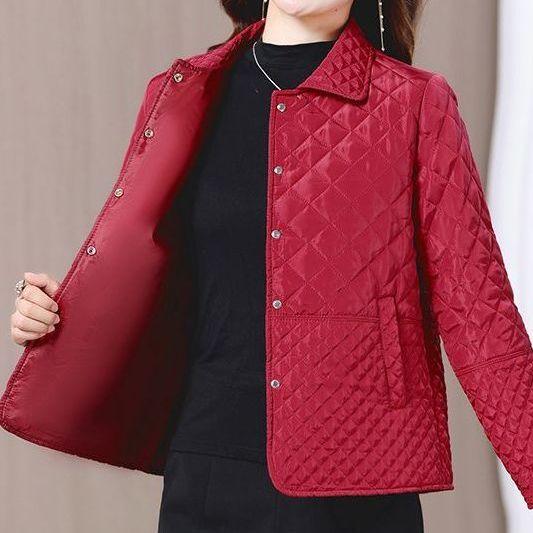 Lätt och Bärbar Kort Mammas Vinter Lös Bomullsvadderad Kappa Medelålders Mammas Ytterkläder Bomullsvadderad Jacka för Kvinnor