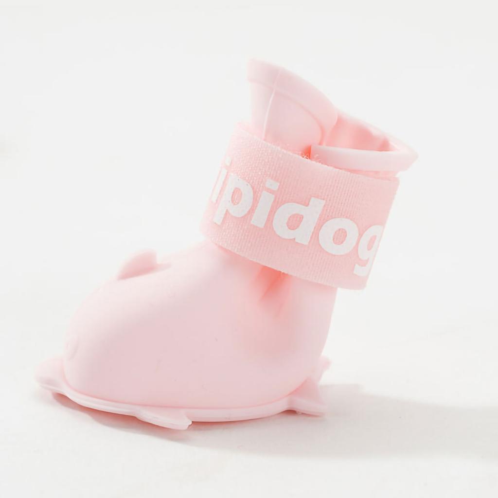 Pet Boots Cute Cartoon Waterproof Silicone Dog Rain Shoes with Hook and Loop for Pomeranian Bichon Teddy