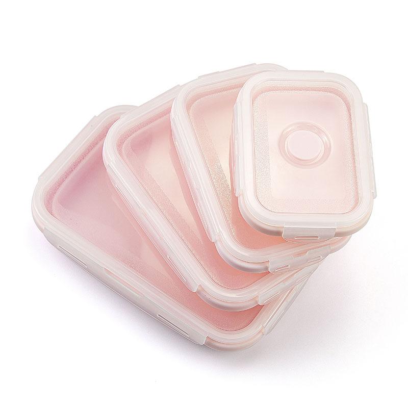 Food-grade silicone foldable microwave lunch box, portable outdoor lunch box, refrigerator sealed storage box 350ml