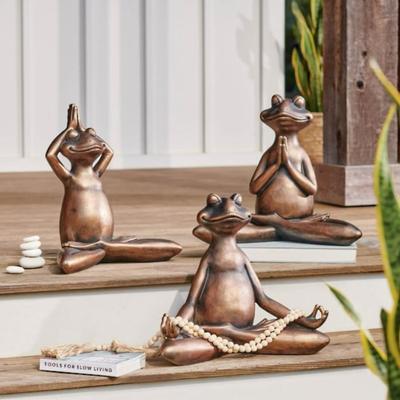 Yoga Meditation Frosch Gartendekoration Tier Hofdekoration Haus Harz Handwerk Skulptur