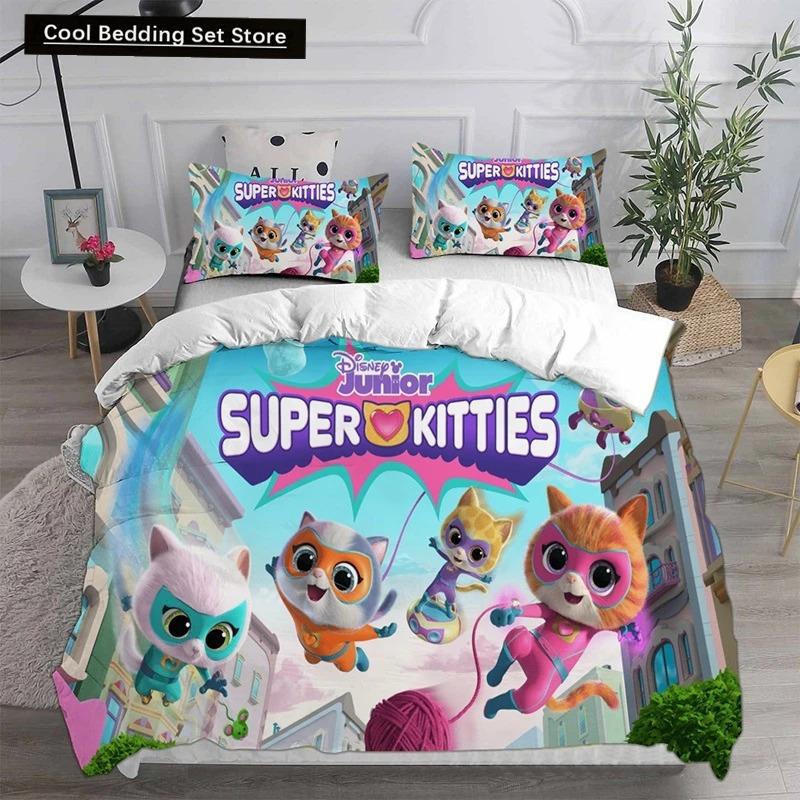 Anime Super Kitties Ložní soupravy Přikrývka Prošívaná přikrývka Přehoz na postel Povlak na přikrývku Povlak na polštář 2-3dílné sady Dětská Dospělá velikost Domácí textil