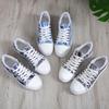 Foreign Trade Large Size Women's Shoes 2025 European and American New Color Printing Low-top Canvas Shoes Lace-up Casual Flat Shoes