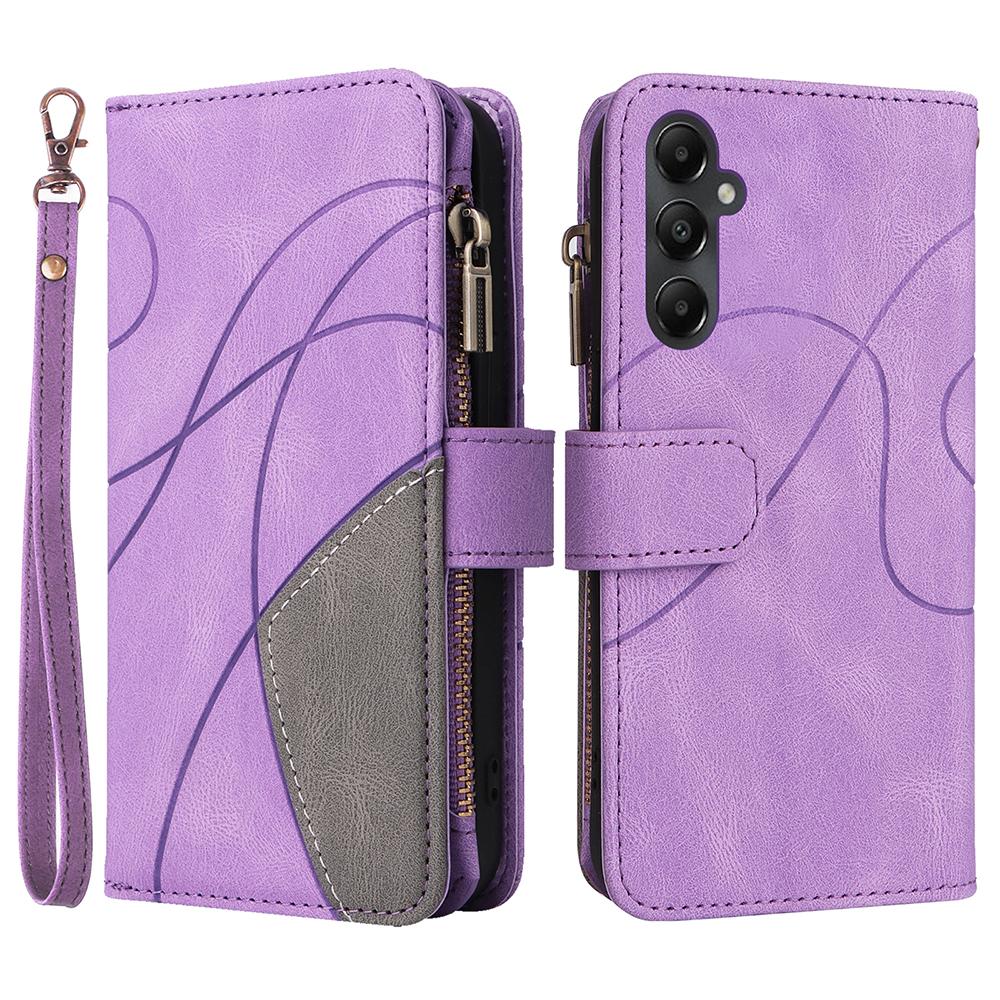 For Samsung Galaxy A05s 4G Leather Case with Strap Zipper 9 Card Slot Phone Cover Stand