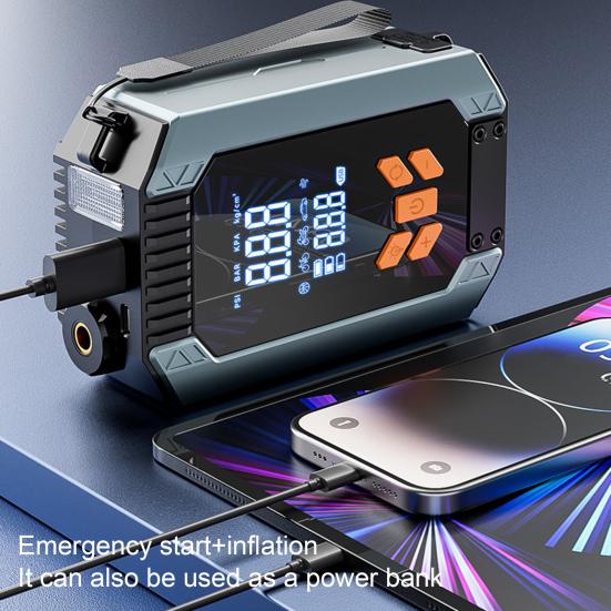 Emergency Versatile Tire Inflator Air Pump with Digital Display Pressure Detection Rechargeable 150PSI Tire Inflator Portable Air Compressor