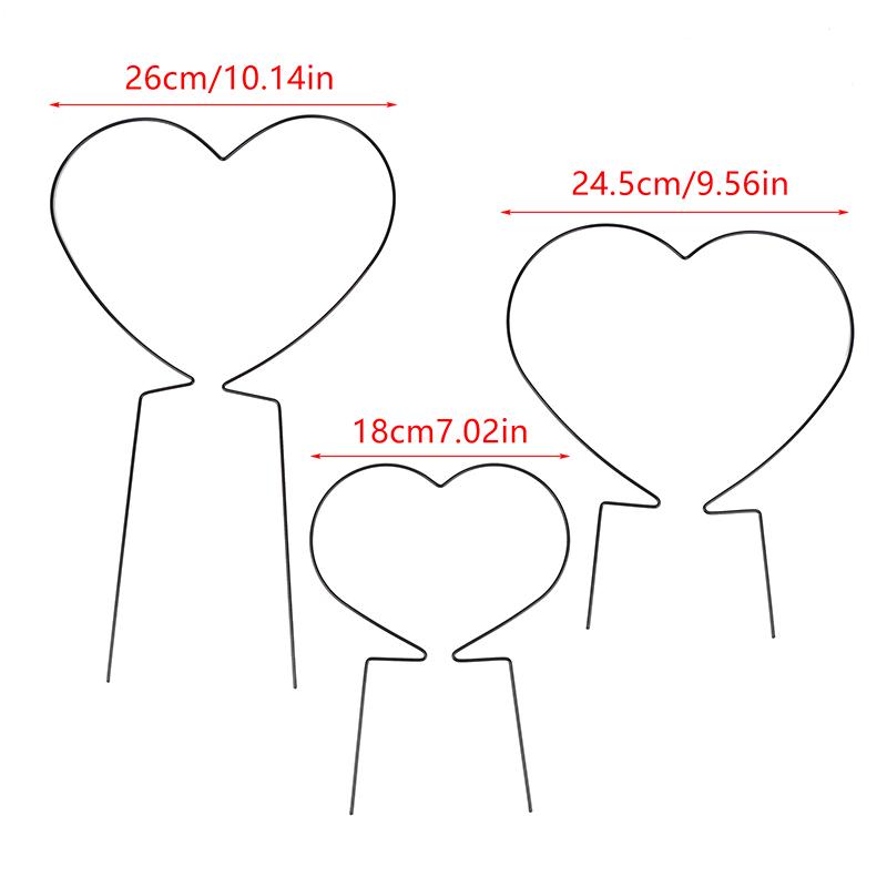 2Pcs Garden Plant Support Stake Stand Round Vine Climbing Rack Ironheart-Shaped Flower Plant Trellis Support Frame Garden Decor