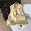 Button Vest with High-end Jacquard Button Female 2025 Spring Temperament Thin Vest