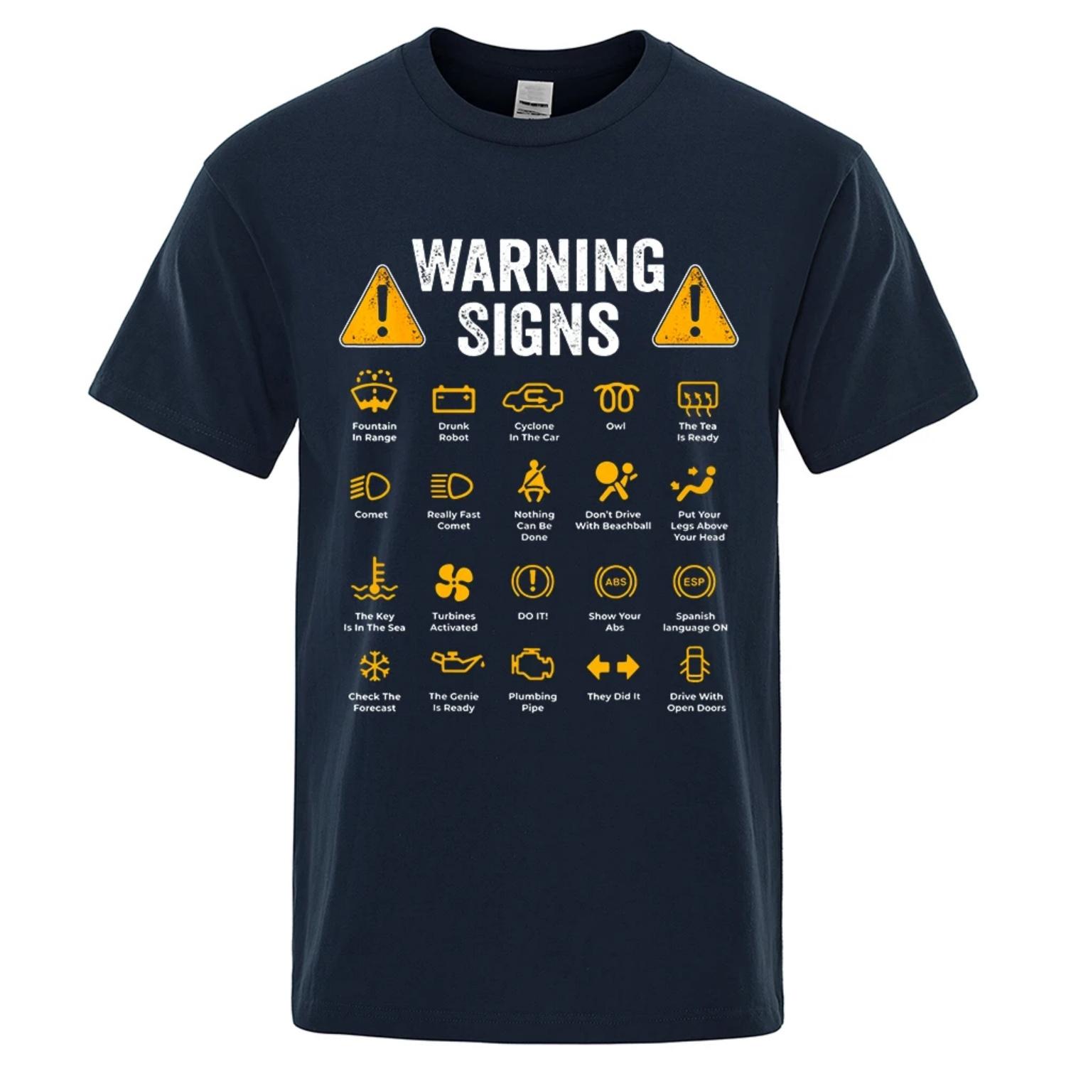 

Driving Warning Signs T Shirt 2026 New Mechanic Gift 100% Cotton Men Women Unisex Oversized Heavyweight Funny Graphic Tops S чёрный