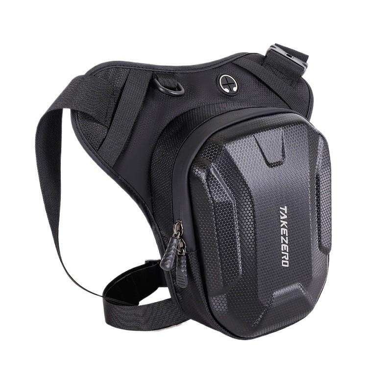 Borsa Gamba Moto Marsupio Zaino da Viaggio Rigido per Motociclisti Capacità 2L Nero Con o Semplice