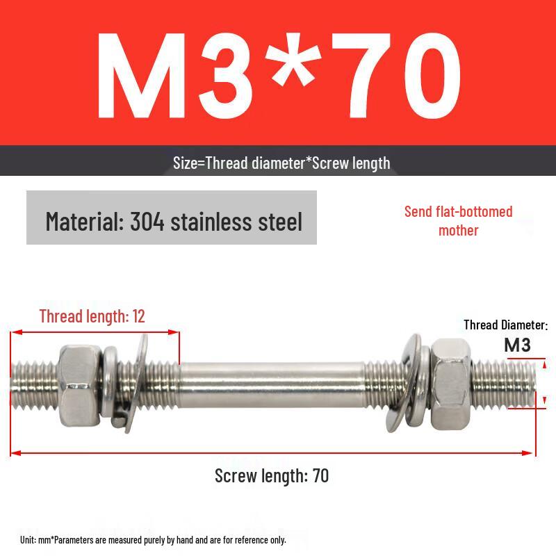 304 Stainless Steel Double-Ended Stud & Nut Set