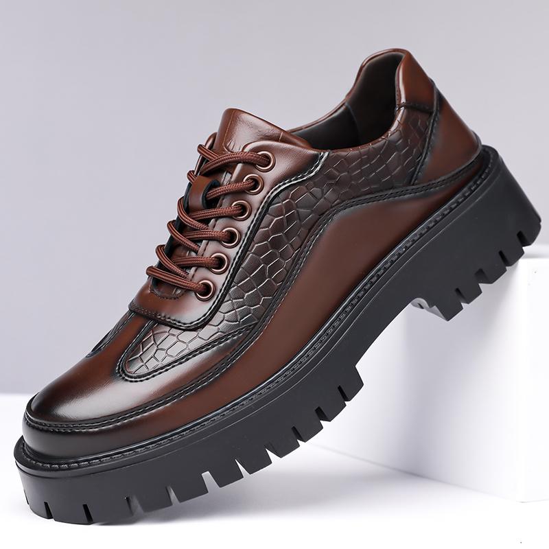 Fashion 2025New Men Casual Leather Business Tooling Shoes Stylish Thick Bottom Designers Shoe High Quality Walking Slip-on Comfy Loafers