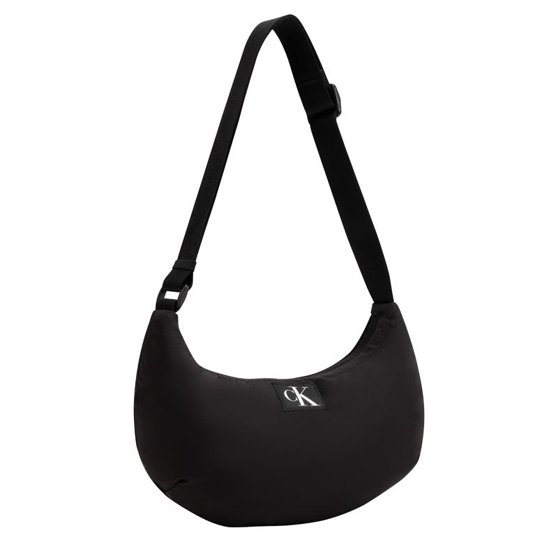Calvin Klein Minimalist Embroidered Logo Fashion Small Fabric Shoulder Bag Medium Women Bags Space-Black DH3619-001