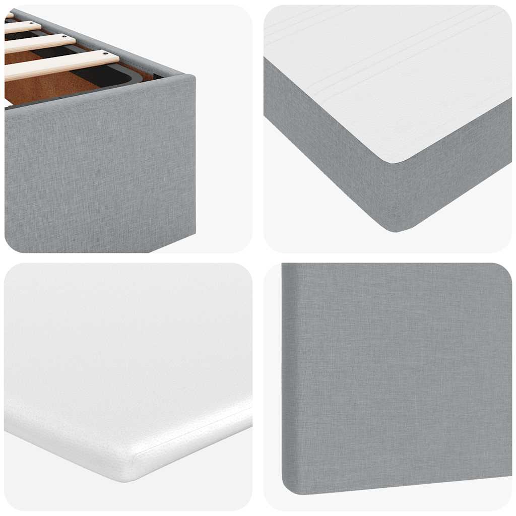Enjoy restful nights with this ottoman bed with mattress in light grey measuring 80 x 200 cm upholstered in fabric