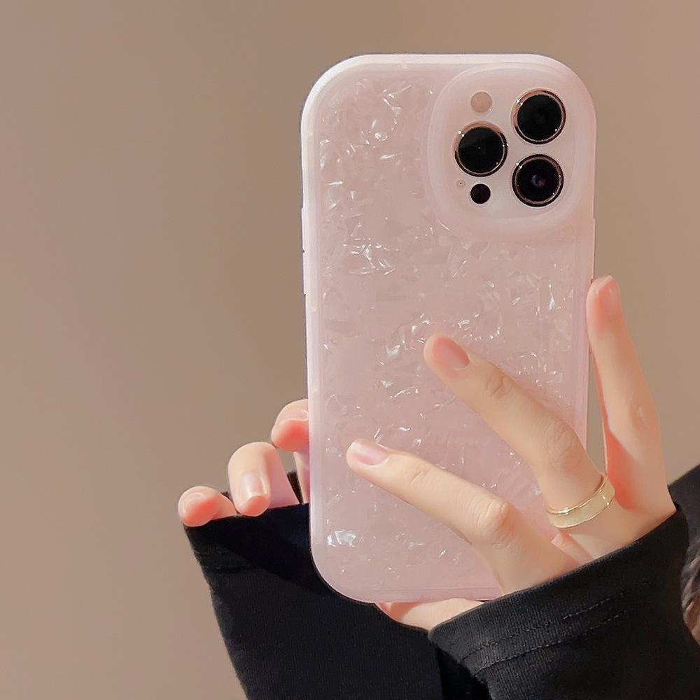 Girls Pink Shell Pattern Iphone16 Apple 14promax Mobile Phone Case Dreamy 11 Suitable for 1512 Soft