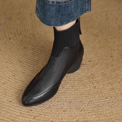 Women's Leather Chelsea Ankle Boots - French Knit Sock, 3cm Sole, Autumn/Winter 2025 Collection.