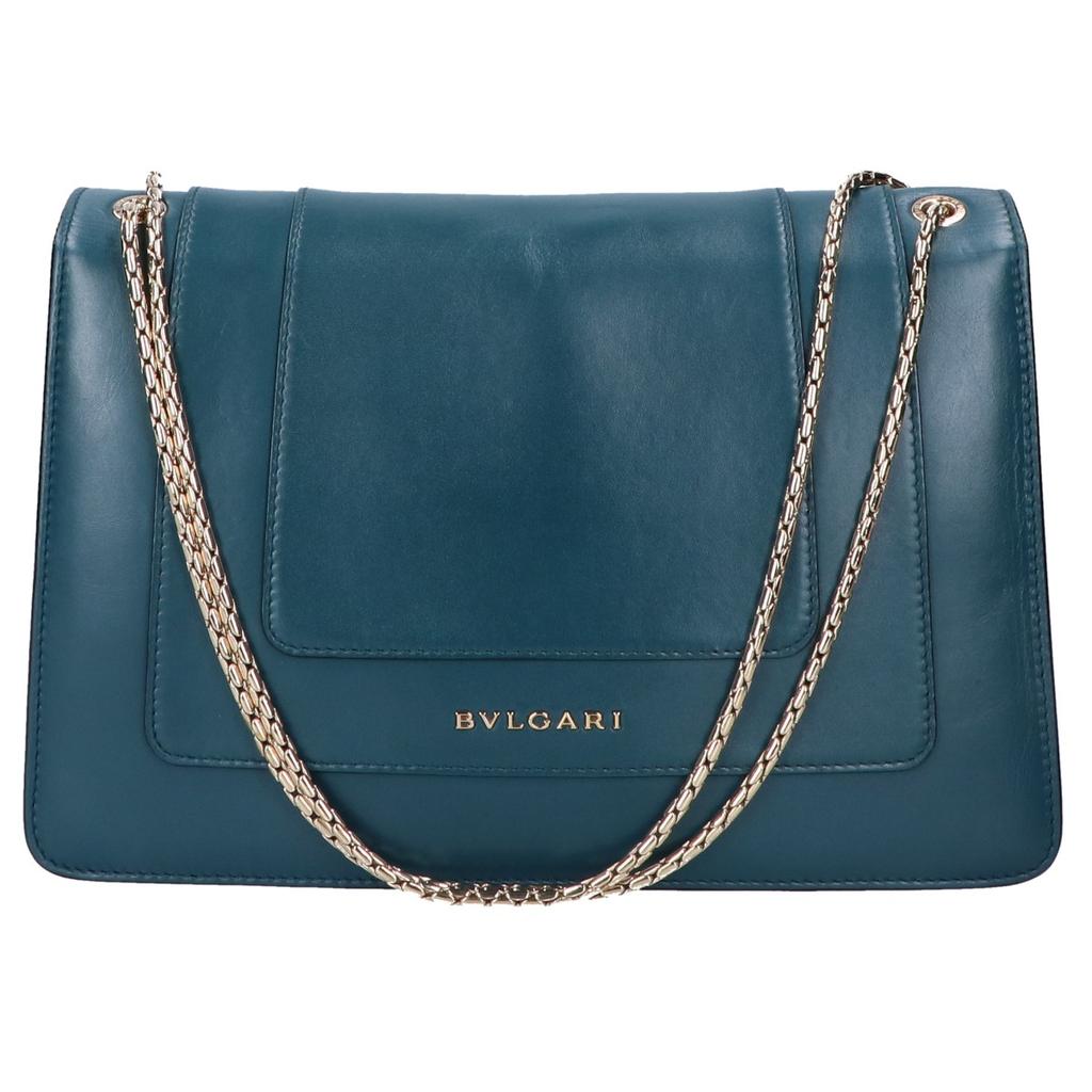 BVLGARI Serpenti Forever Calf Leather Chain Shoulder bag greenUsed