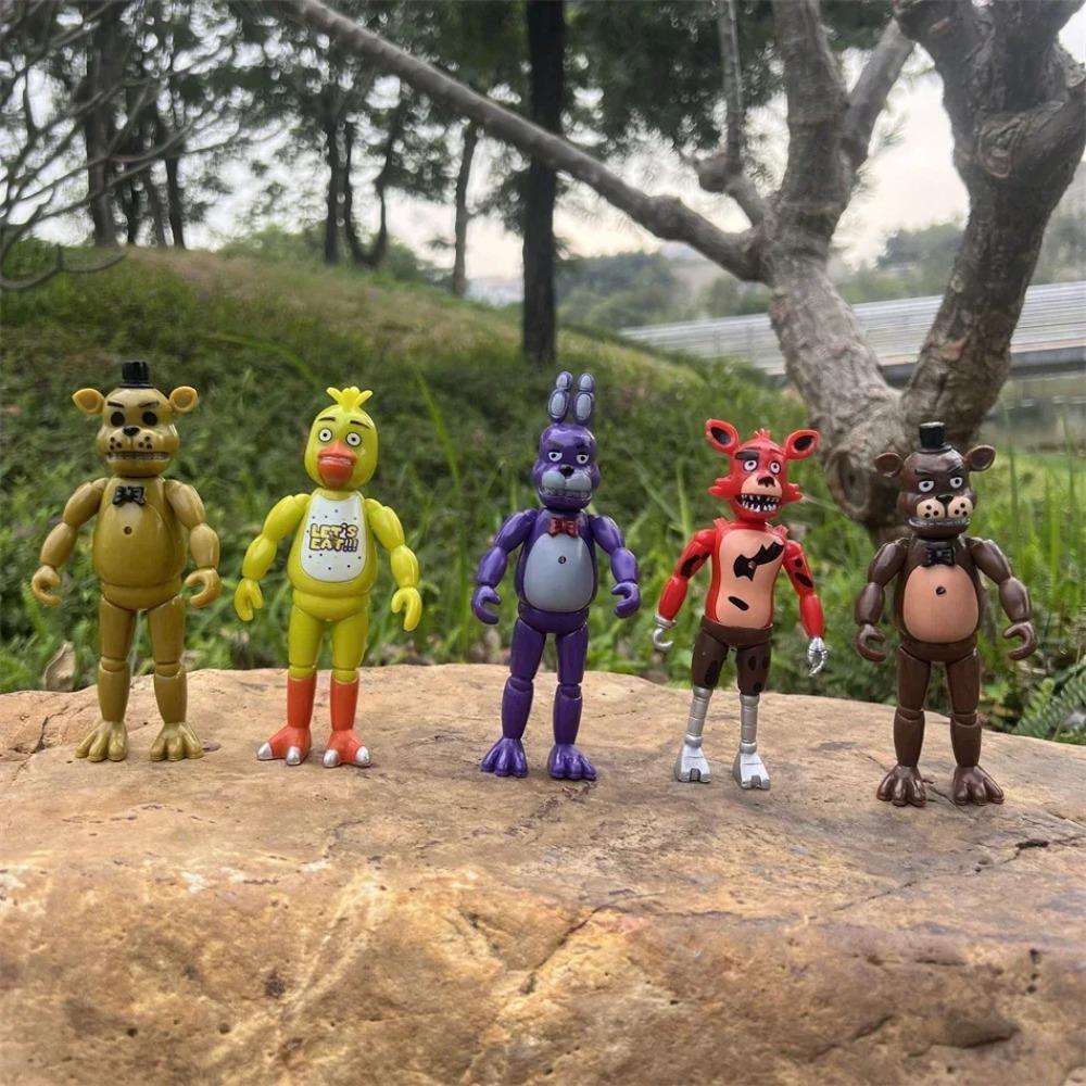

5 шт. FNAF Светящийся Медведь Бонни Фокси Чика Фредди С подвижными суставами Аниме Фигурка 14 см ПВХ Фигурка Действия Модель