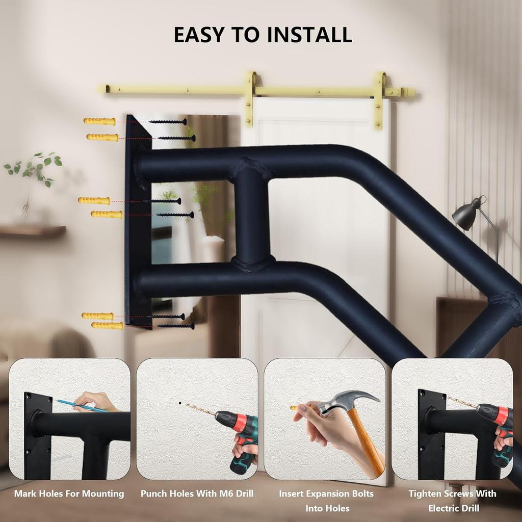 Handrails for Outdoor Steps, 21" Wall Mounted Railings for 1-3 Steps, Stair Railing Safety Grab Bar with 2 Anti-Skid Crossbar for Garage, Porch,