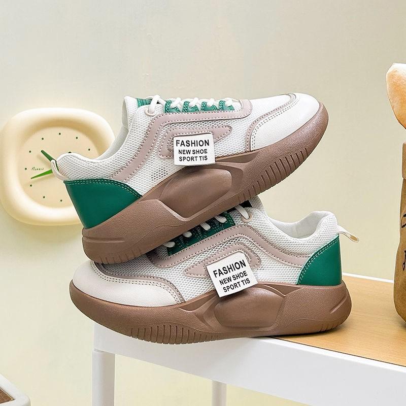 

Летние новые белые туфли Ins Mesh Surface, женские, модные, студенческие, с толстой подошвой, дышащие, повседневные, для скейтбординга 40 зелёный