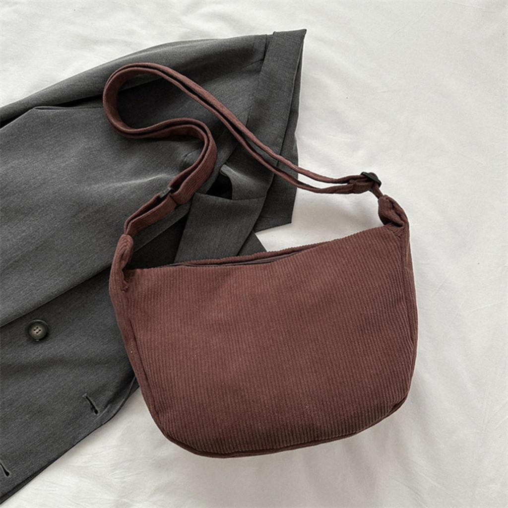 Corduroy Shoulder Bags Minimalist Crossbody Bag Women's Handbags Fashion Fabric Underarm Bag Solid Color Zipper Female Handbag