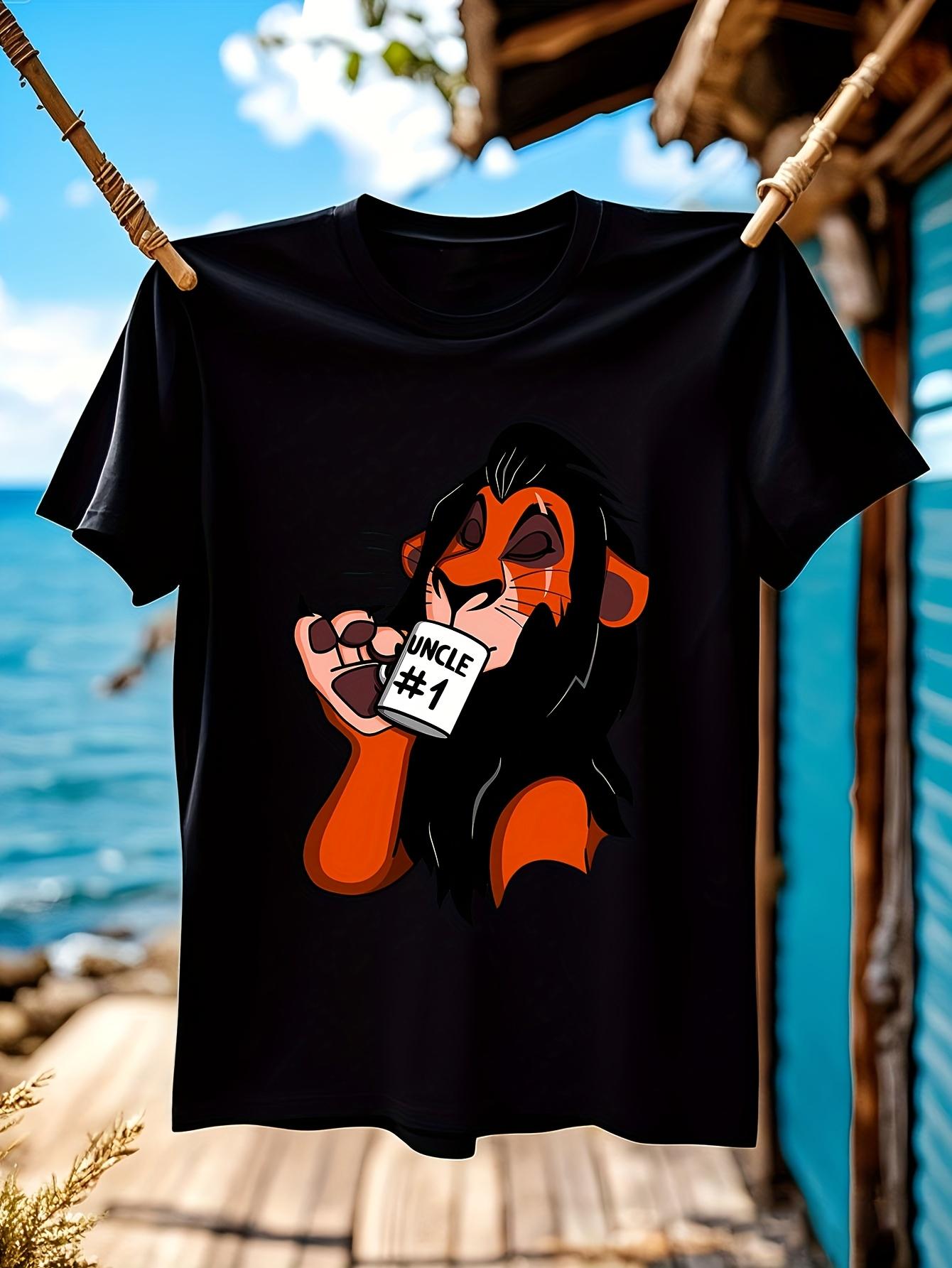 Funny Tshirt Funny Lion Cup Graphic Tshirt - Black Orange... XXXL