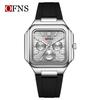 OFNS Six-Hand Men's Square Quartz Watch: Luminous, Day-Date, 30M Waterproof, Silicone Steel Band, Hot Seller