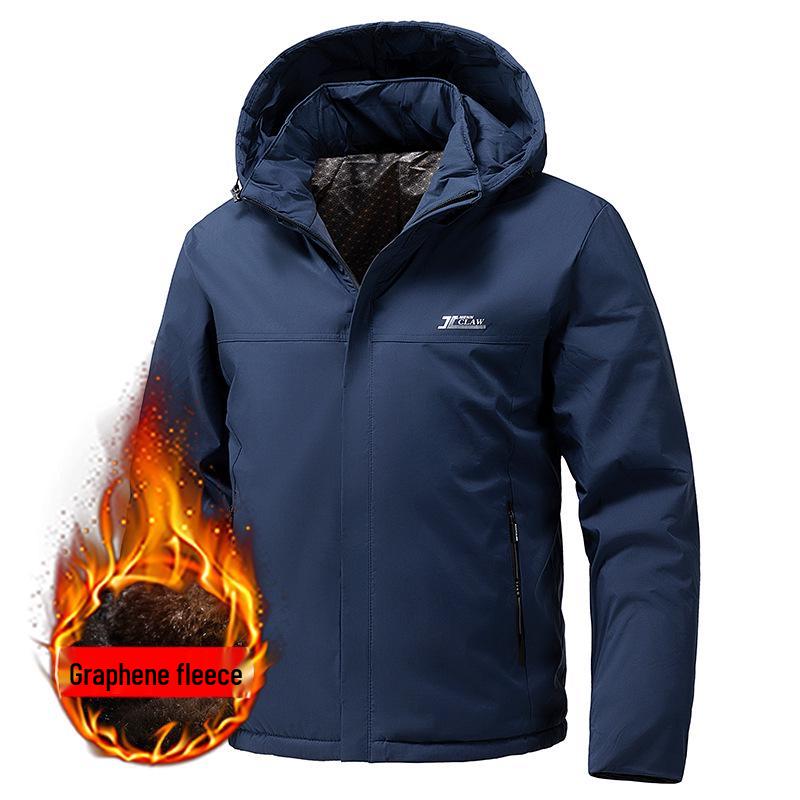 Men's Winter 2025 Thickened Cotton Hooded Jacket - Warm, Loose, Windproof Outerwear