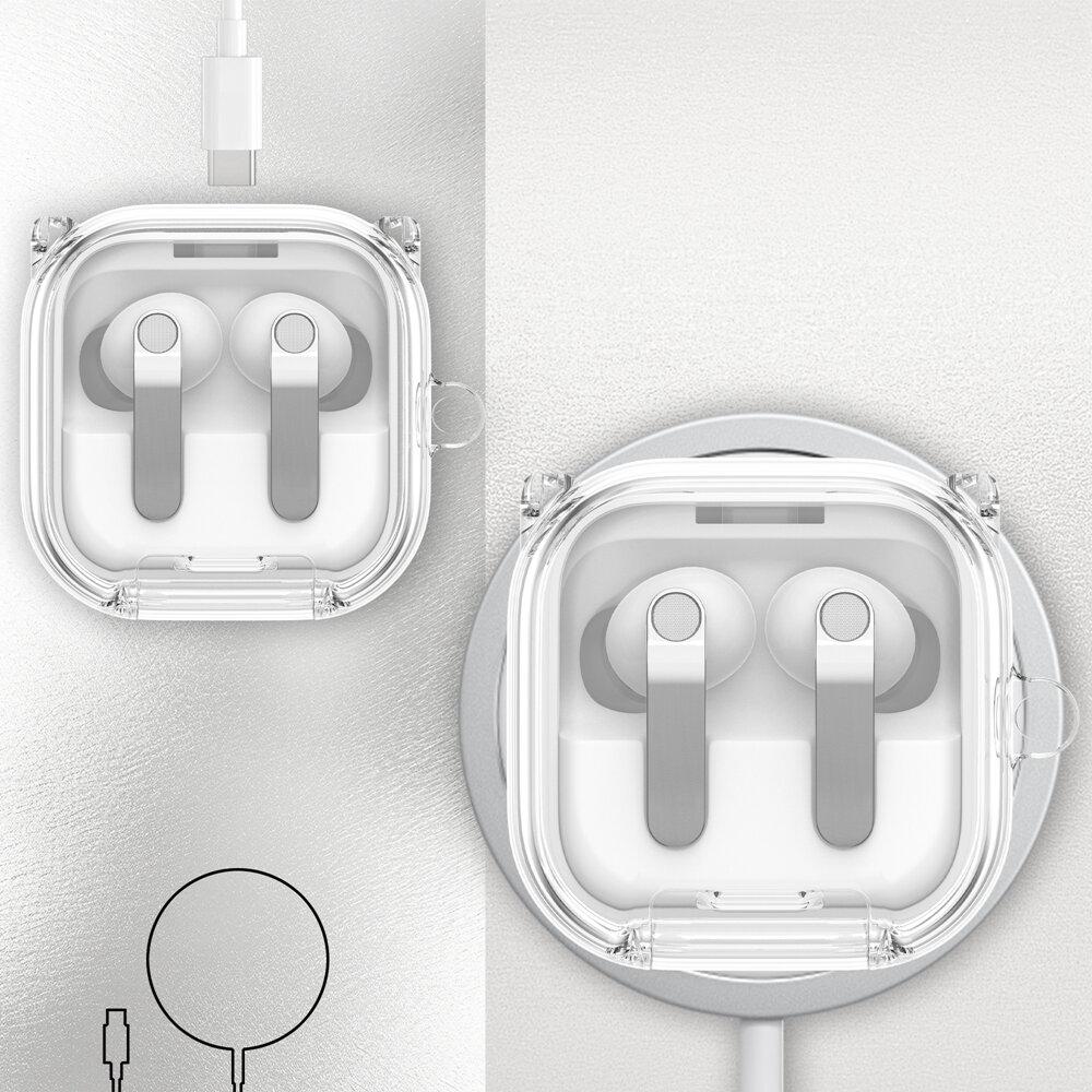KEYSION HD Transparent Earphone Case for Samsung Galaxy Buds 4 4 Pro Hard PC Shockproof Headphone Cover With Phone Stand Hook