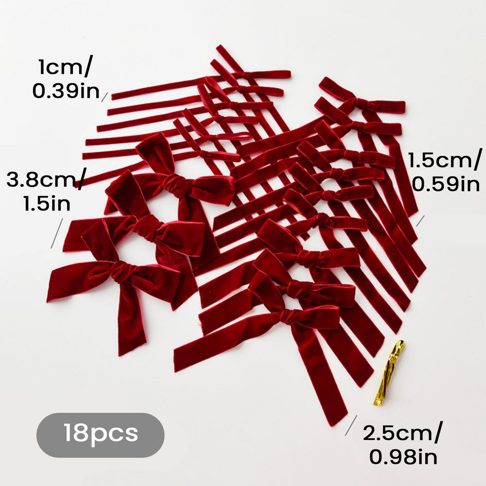 Christmas Velvet Bows 18 Pieces Festive Rustic Christmas Velvet Ornaments Ribbon Bows Home Party Supplies For Staircase Others