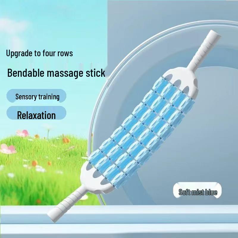 Vierreihiger 32-Räder Biegsamer Massagestab: Wolfszahn-Design zur Entspannung der Beinmuskulatur von Kindern und für Yoga-Training