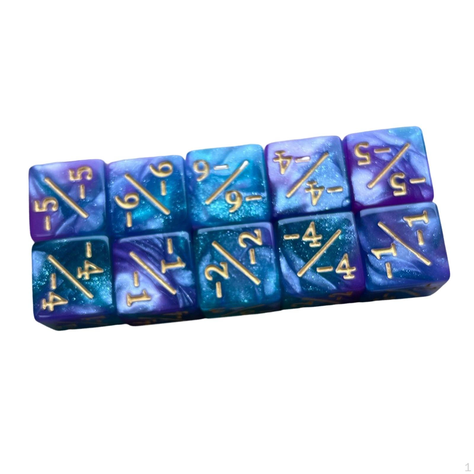 10 Pcs Acrylic Dice Math Counting Teaching Adding Subtracting Mathematical Tool, Board Green with violet