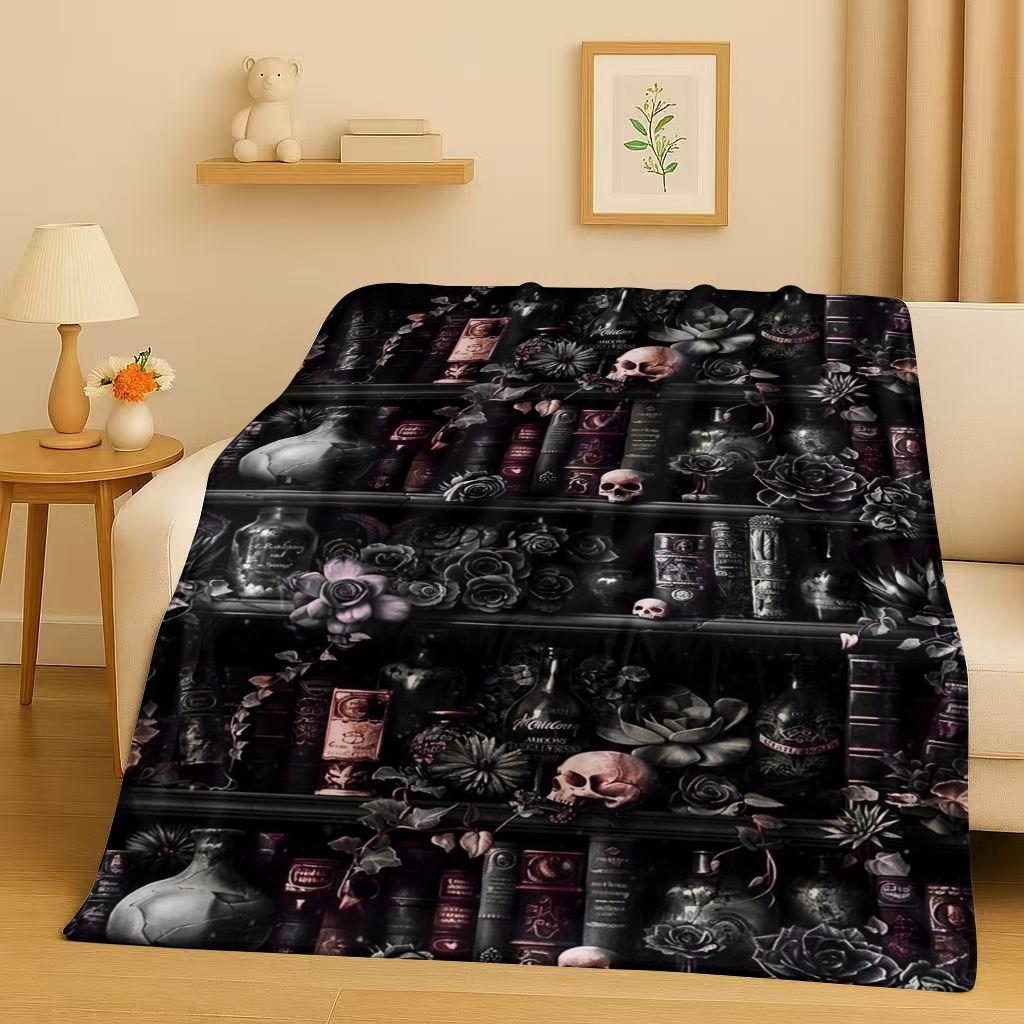 HD Retro Magic Book Library Bookshelf Flannel Blanket,Ultra Soft Warm Plush Throw for Home Bedroom Bed Sofa Cover Office Gift