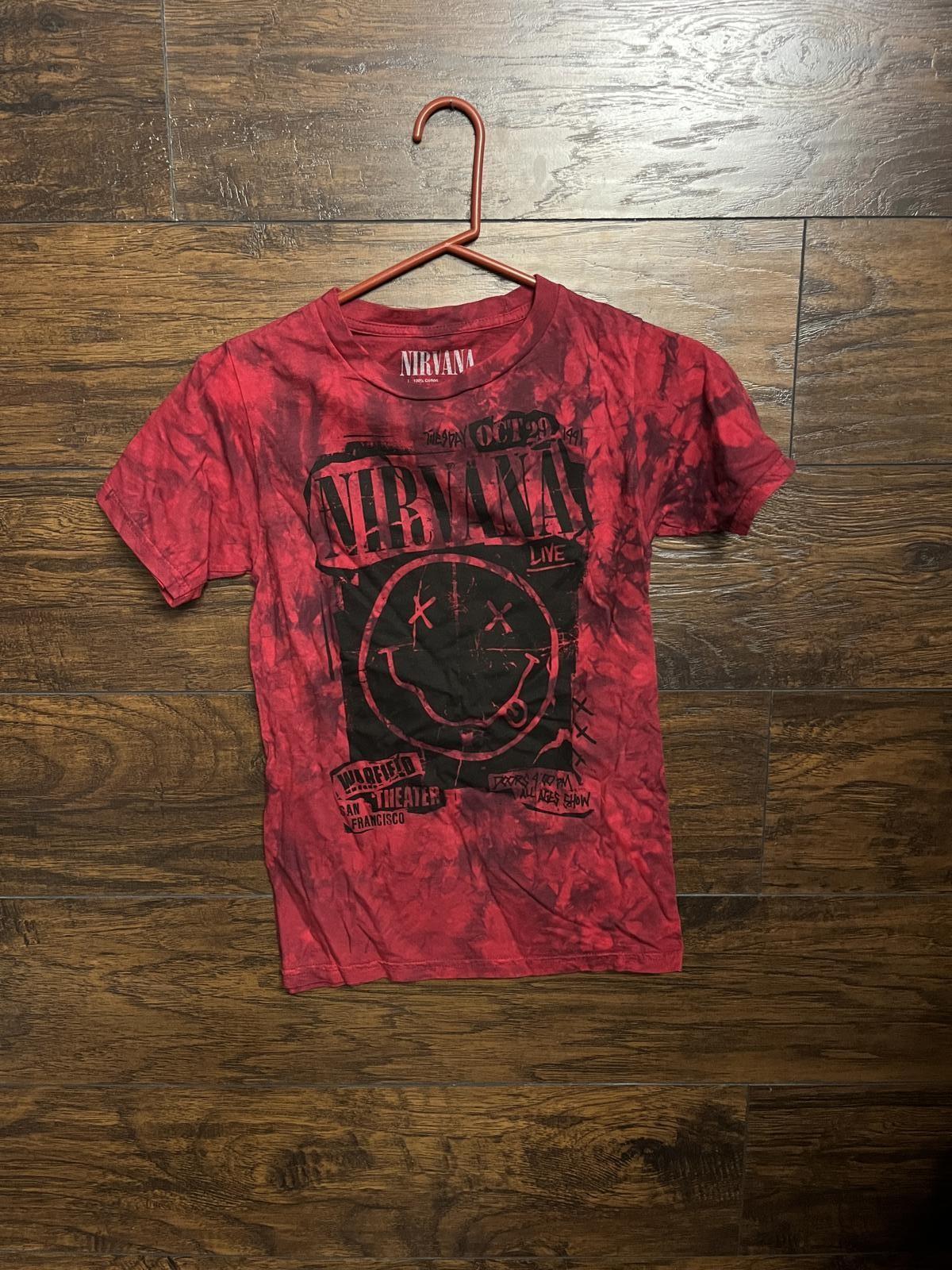 Nirvana Juniors Tee Smiley Red Tie Dye San Francisco -M L