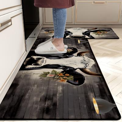 1 Pz Tappeti da Cucina Antifatica, Stampa Fattoria Impermeabile Antiscivolo Spesso Ammortizzato Tappetino da Cucina Comfort Resistente Tappetino per Stare in Piedi per Cucina
