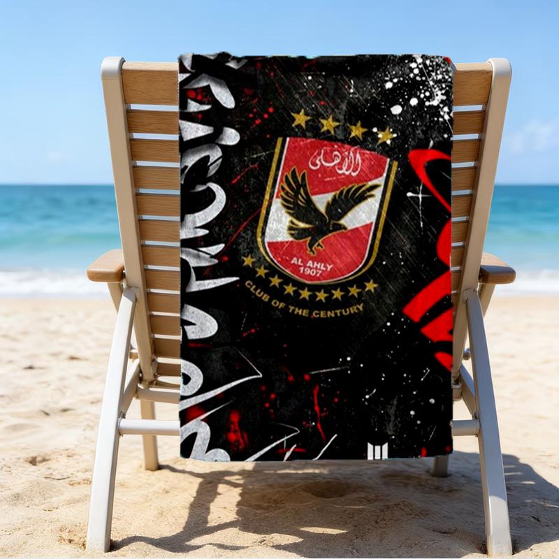 Ahly Football Club Printed Beach Towel, Super Soft Microfiber, Perfect Gift Birthday, for Pool, Beach, Travel, for Family and Friends