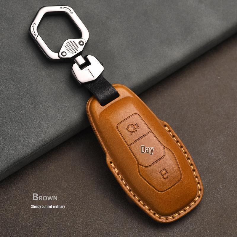 

Genuine Leather Key Case Cover with Zipper for Ford Mondeo, Edge, and Taurus