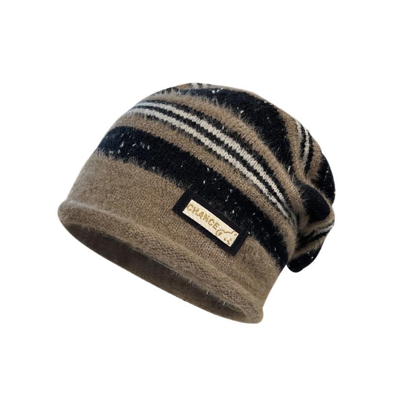 Knitted hats for children, warm ears in autumn and winter, stacked hats, big head circumference showing face, small wool hats, atmosphere feeling c