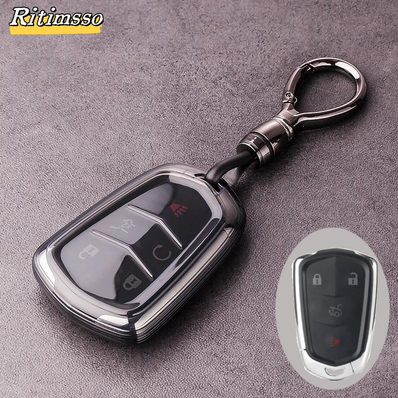 Car Key Shell Case Cover For Cadillac Ats Ct6 Cts Dts Xt5 Escalade Esv Srx Sts Xts Elr 2014 - Remote Key Holder Keychain