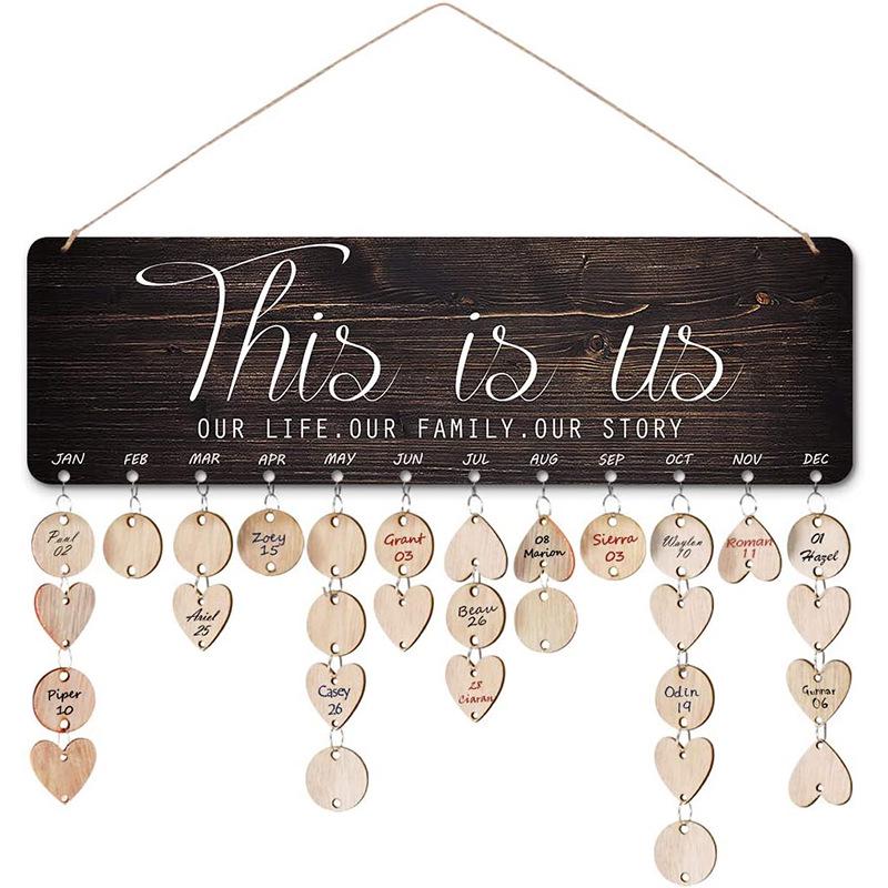 Heart-Shaped Wooden Hanging Sign - Home Decoration Pendant & Creative Message Board