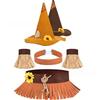 Felt Witch Hat Orgy Halloween Sunflower Hemp Rope Patch Felt Hat Witch Pointed Horn Hat Rice Straw Hat