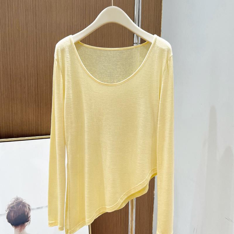 

Chic One-Shoulder Irregular Slit Long-Sleeve T-Shirt Cardigan XL