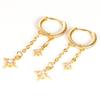 18k Asymmetrical Star And Moon Earrings, Trendy Zircon Lightning Studs, Hoops, And Drop Earrings For Women