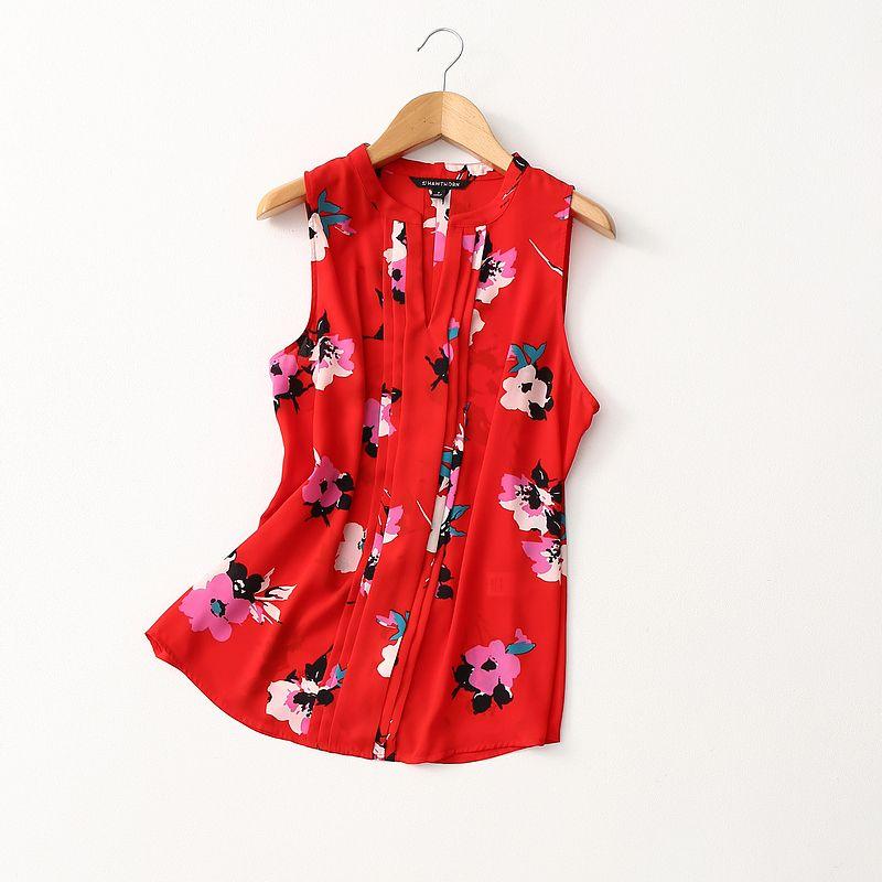 Export Export Elegant V Neck Minimalist Thin Sleeveless Chiffon Shirt Summer Loose Organ Ruched Chiffon Vest