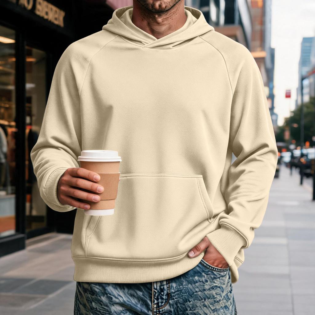 Men's Raglan Hoodie with Pocket - Long Sleeve Casual Pullover