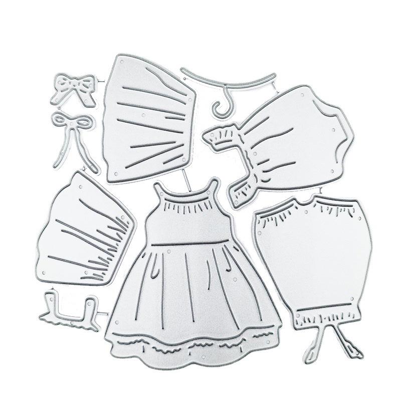 Three Cute Little Dresses with Artistic Prints Scrapbooking Metal Cutting Dies Stencils for DIY Album Paper Card Decor