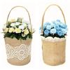 1 Stück Hochzeit Spitze Sackleinen Blumenkorb Leinen Griff Vintage Zeremonie Tischdekoration Baby Shower Party Süßigkeiten Geschenktüte